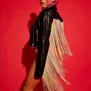 NWT Club Exx
Love Wins Rainbow Fringe Moto Jacket